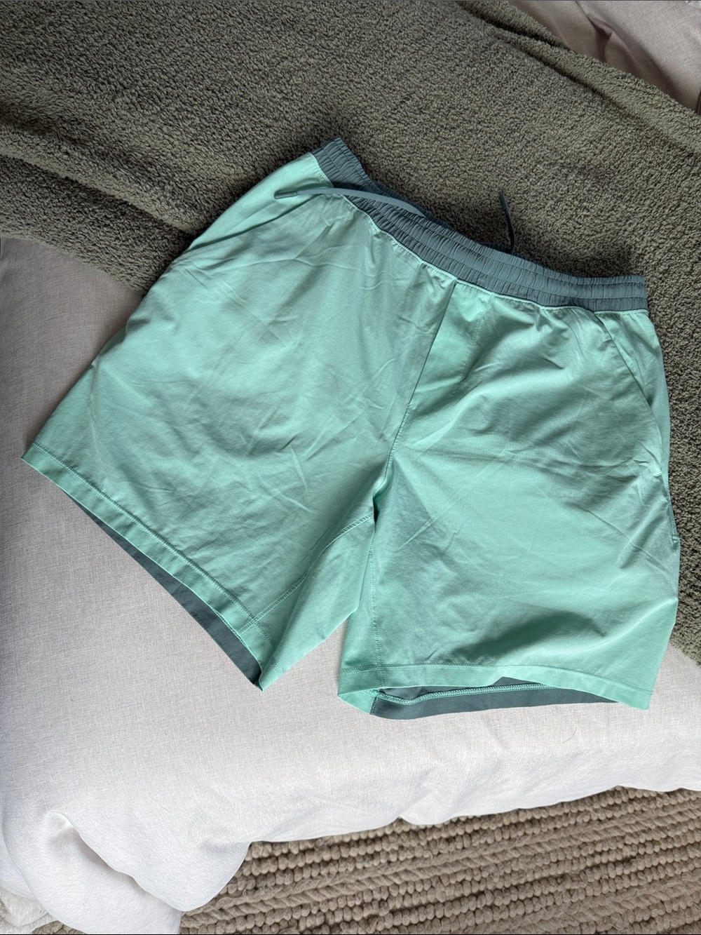 lululemon athletica Men’s Mint Green Performance Shorts Unlined